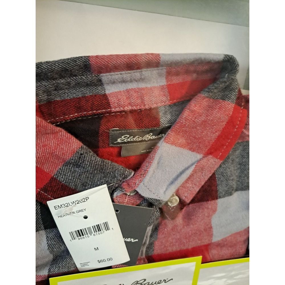 Eddie Bauer Flannel Shirt Mens Medium Plaid Pocket Long Sleeve Cotton - Picture 5 of 5